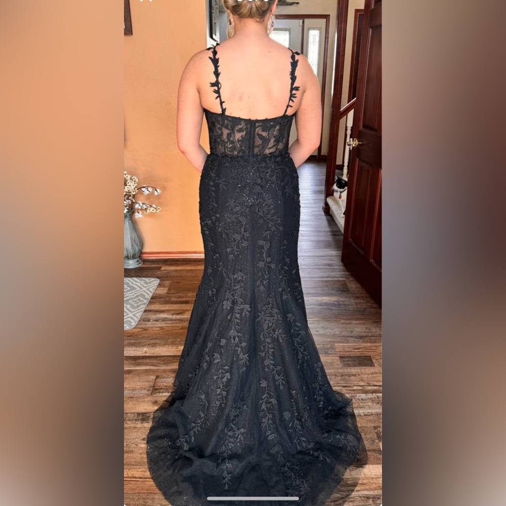 Sherri Hill Black Lace Prom Dress - Picture 3 of 4